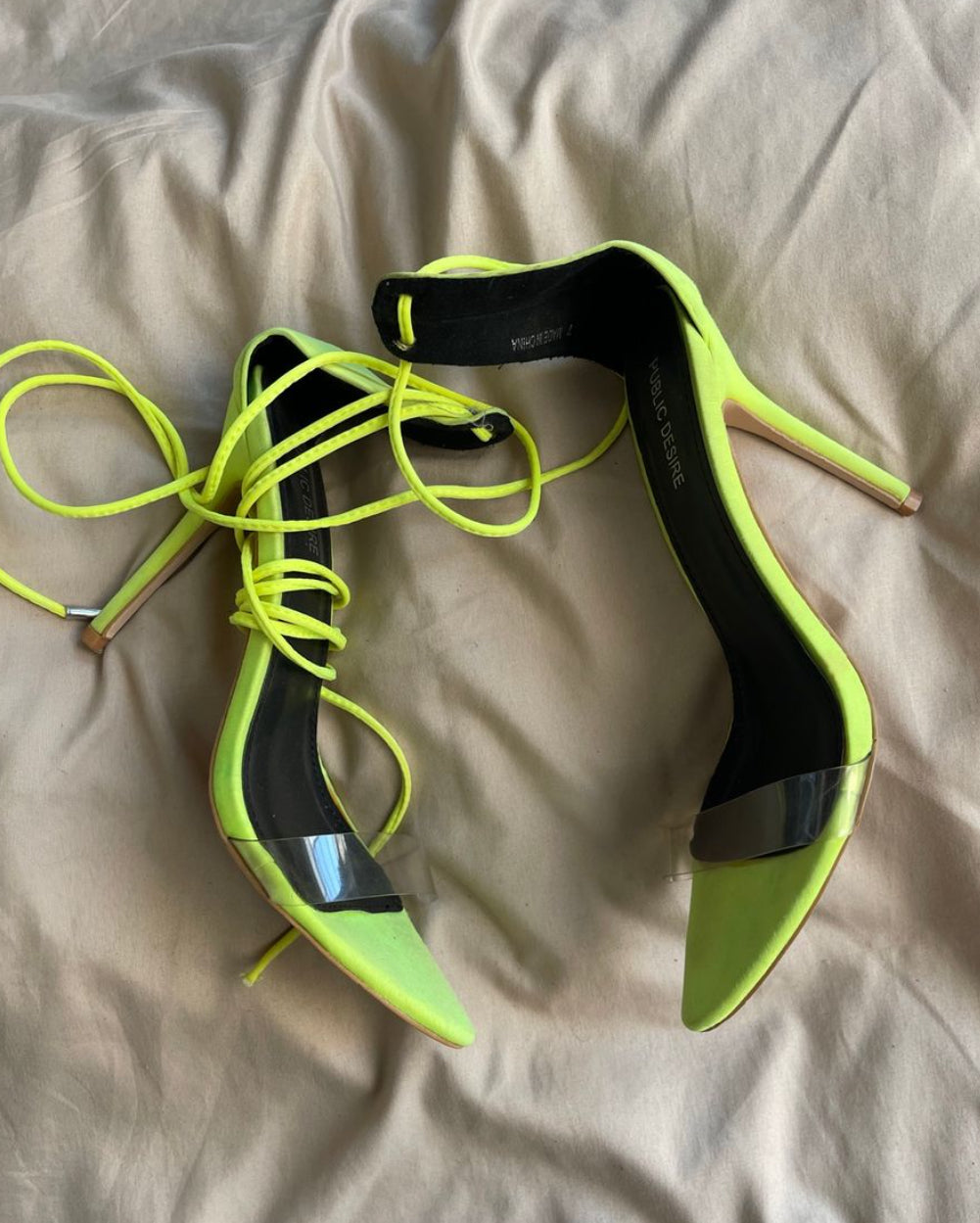 Lycra Strappy Lace Up Heels