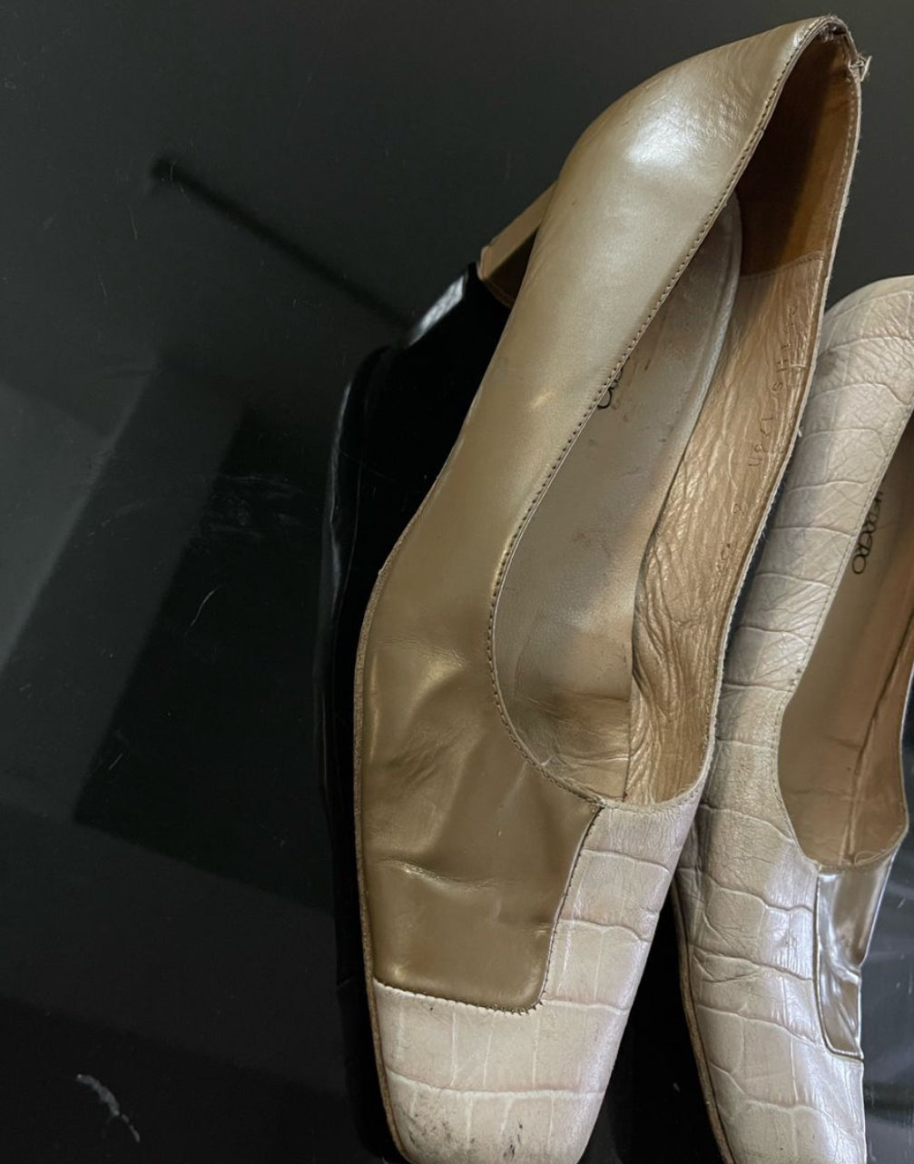 square toe vintage heels