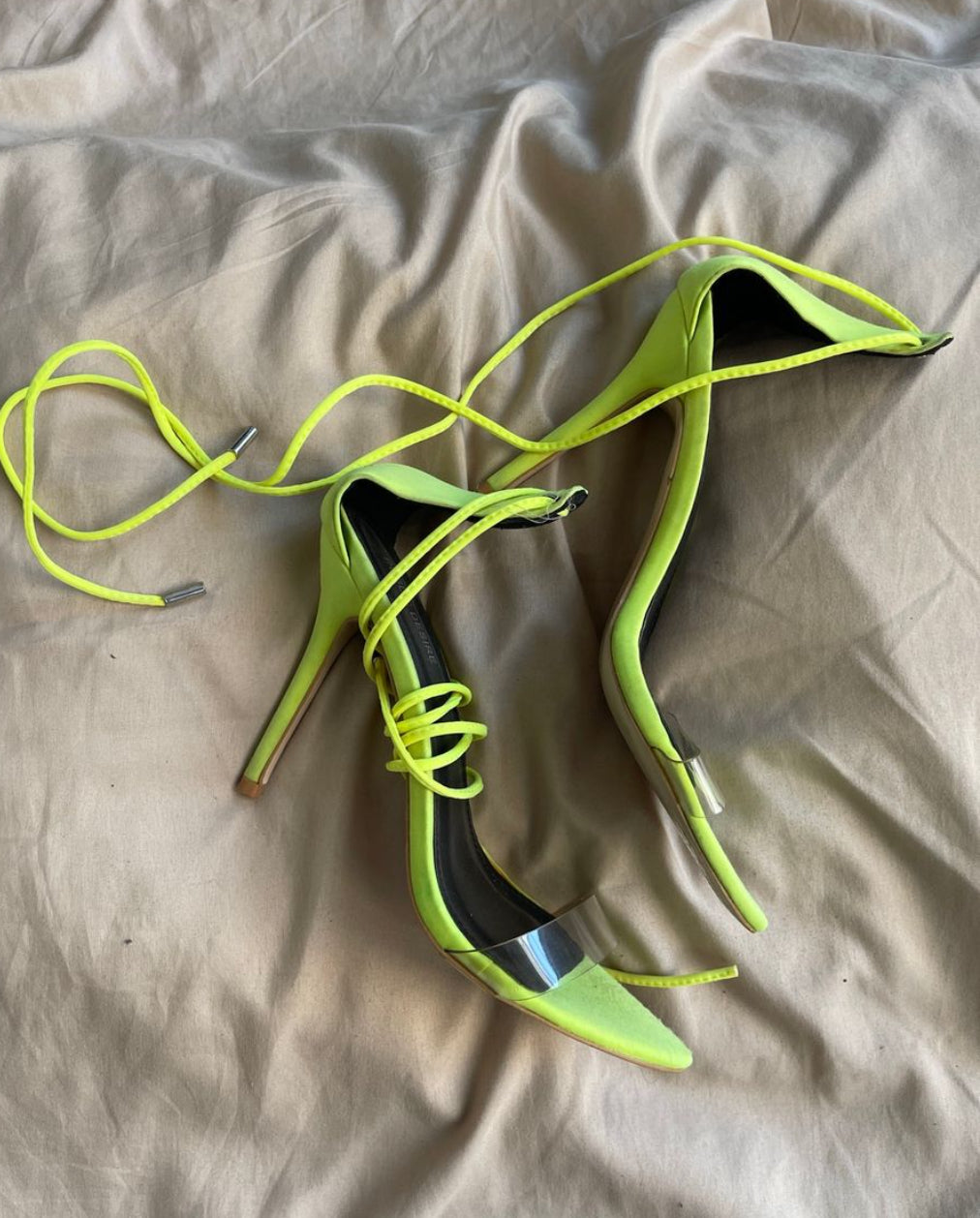 Lycra Strappy Lace Up Heels