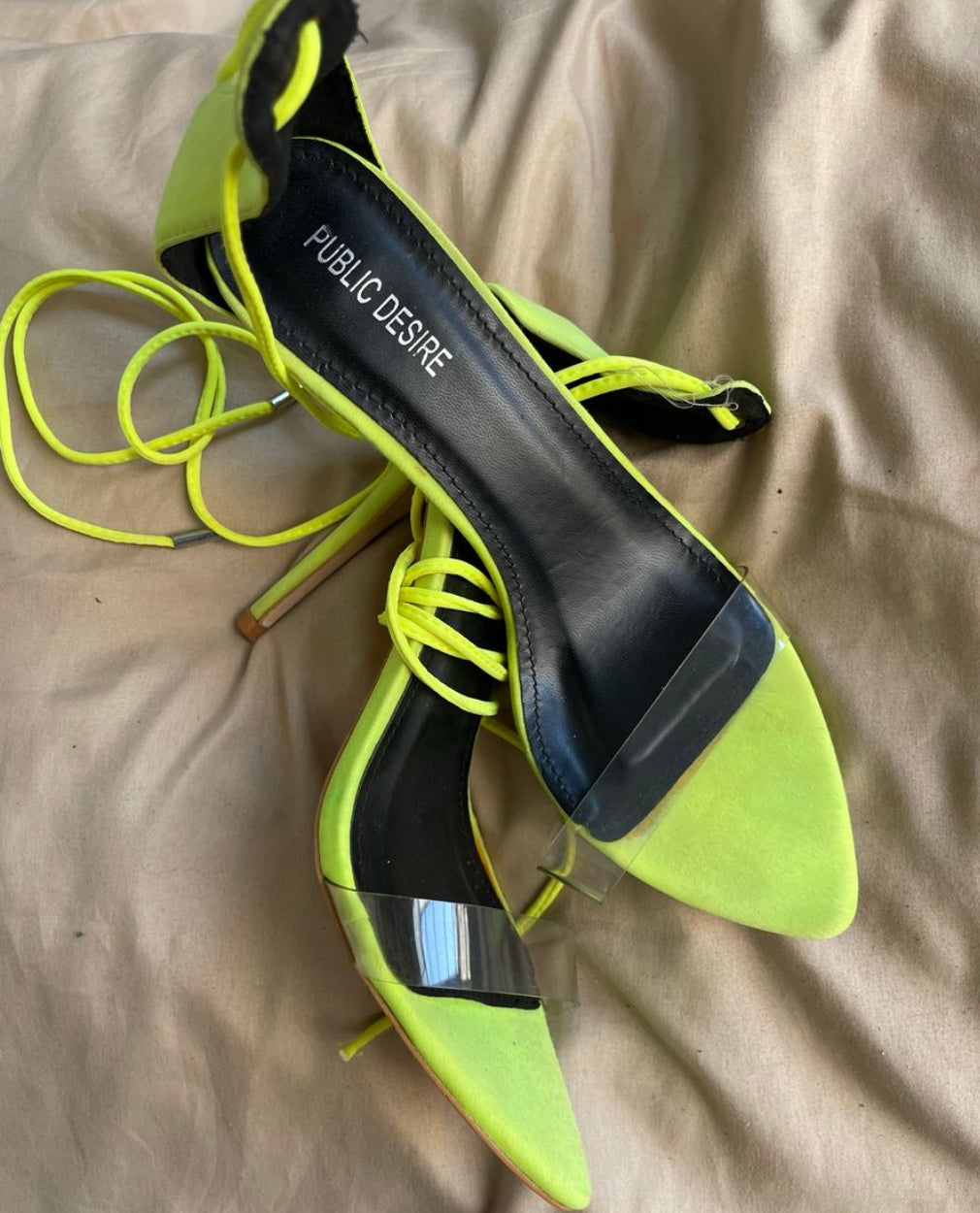 Lycra Strappy Lace Up Heels